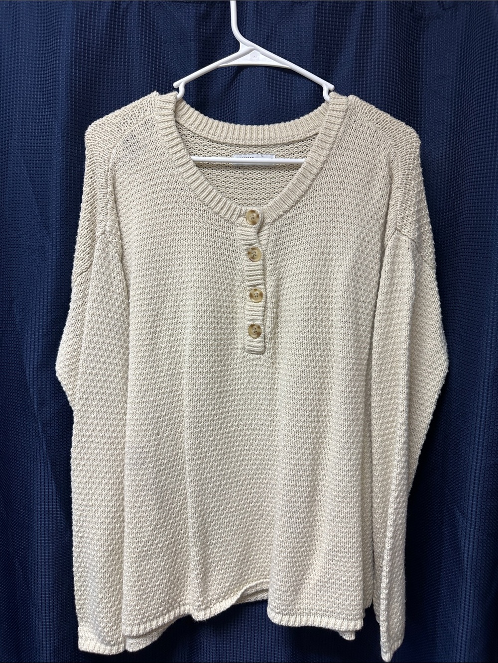 Sonoma Cream Henley Knit Pullover